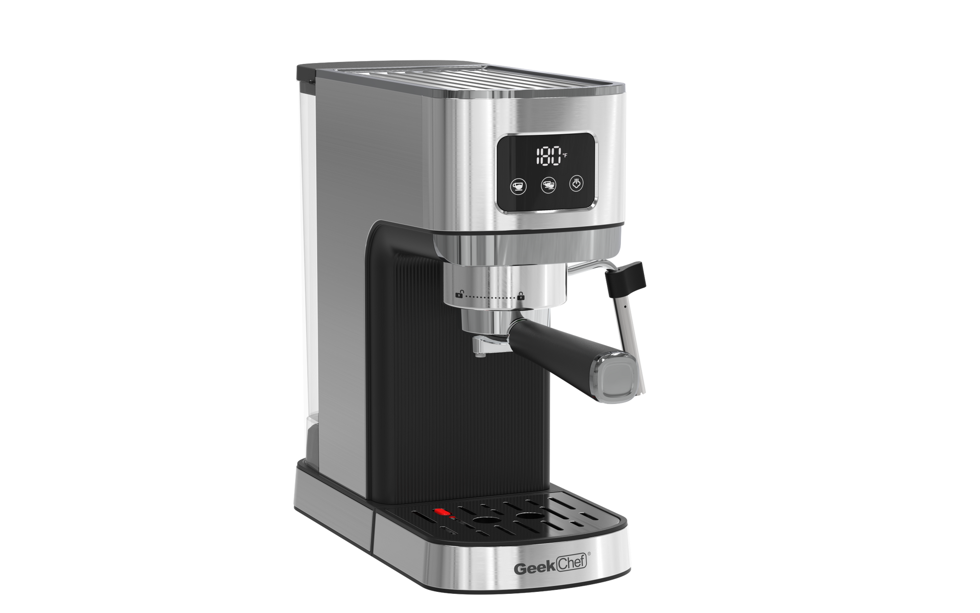 Geek Chef Espresso Machine, Cappuccino & Latte Machine With Ese Pod Filter & Milk Frother Steam Wand, Accurate Temperature & Time Control, Compact Coffee Machine For Home,Stainless Steel Silver Stainless Steel