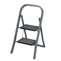 2 Step Ladder, Step Stool For Adults, Folding Step Stool With Wide Anti Slip Pedal, Sturdy Steel Ladder Gray Iron Plastic