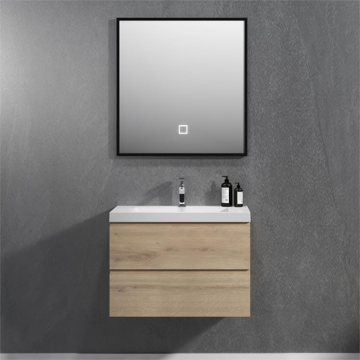 36'' Wall Hung Bathroom Vanity In Rose Wood With White Top 24Vangela 36 6102 Oak Mdf