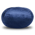 Minky Velvet Bean Bag Chair, Navy 3Ft Plush Floor Chair For Kids And Adults W Washable Cover, Lounge Chair With Stretchable Fabric, Comfy Bedroom Chair, Filled With Shredded And Memory Foam. Navy Velvet