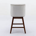 Counter Height Swivel Barstools, 26'' H Seat Height Upholstered Bar Stools Set Of 2, Fabric In Ivory Beige American Design Foam Wood Fabric