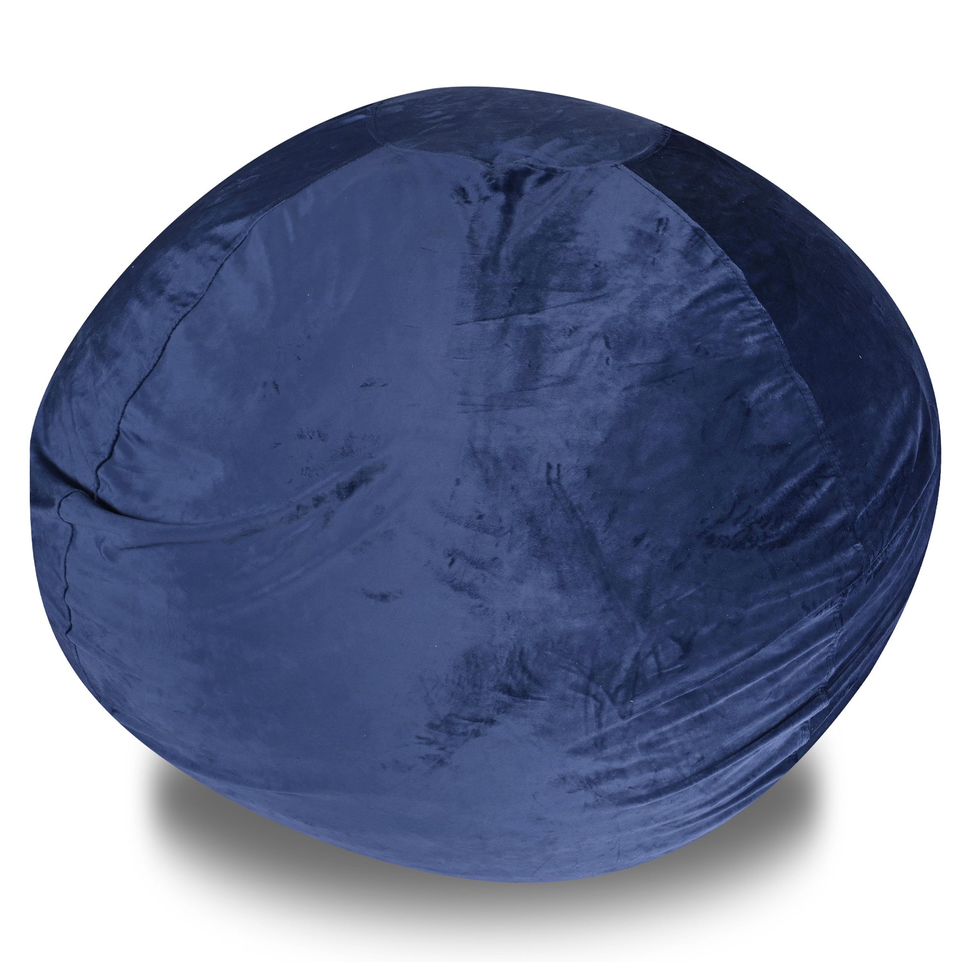 Minky Velvet Bean Bag Chair, Navy 4Ft Plush Floor Chair For Kids And Adults W Washable Cover, Lounge Chair With Stretchable Fabric, Comfy Bedroom Chair, Filled With Shredded And Memory Foam. Navy Velvet