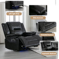 Home Theater Recliner Set Manual Recliner Chair With A Led Light Strip Two Built In Cup Holders For Living Room,Bedroom, Black Black Foam Pu