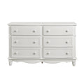 Classic Traditional White Finish 6 Drawers Dresser 1Pc Decorative Accents Wooden Bedroom Furniture Turned Feet White Bedroom Classic,Traditional Wood