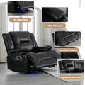 3 Seater Home Theater Recliner Manual Recliner Chair With A Led Light Strip Two Built In Cup Holders For Living Room,Bedroom, Black Black Foam Pu