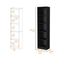 Zachary Black 5 Shelf Slim Bookcase 5 Black Standard Horizontal Primary Living Space Closed Back Wood Wood