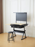 Drafting Table With Metal Perforated Board Pannel Black Brown Mdf Metal