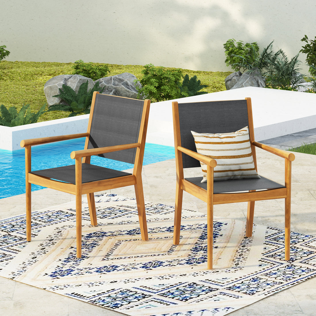 Cordoba Kd Dining Chair No Teak Garden & Outdoor Modern 2 Person Seating Group Acacia Wood