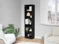 Zachary Black 5 Shelf Slim Bookcase 5 Black Standard Horizontal Primary Living Space Closed Back Wood Wood