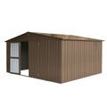 Backyard Storage Shed 11' X 12.5' With Galvanized Steel Frame & Windows, Outdoor Garden Shed Metal Utility Tool Storage Room With Lockable Door For Patio Brown Brown Metal