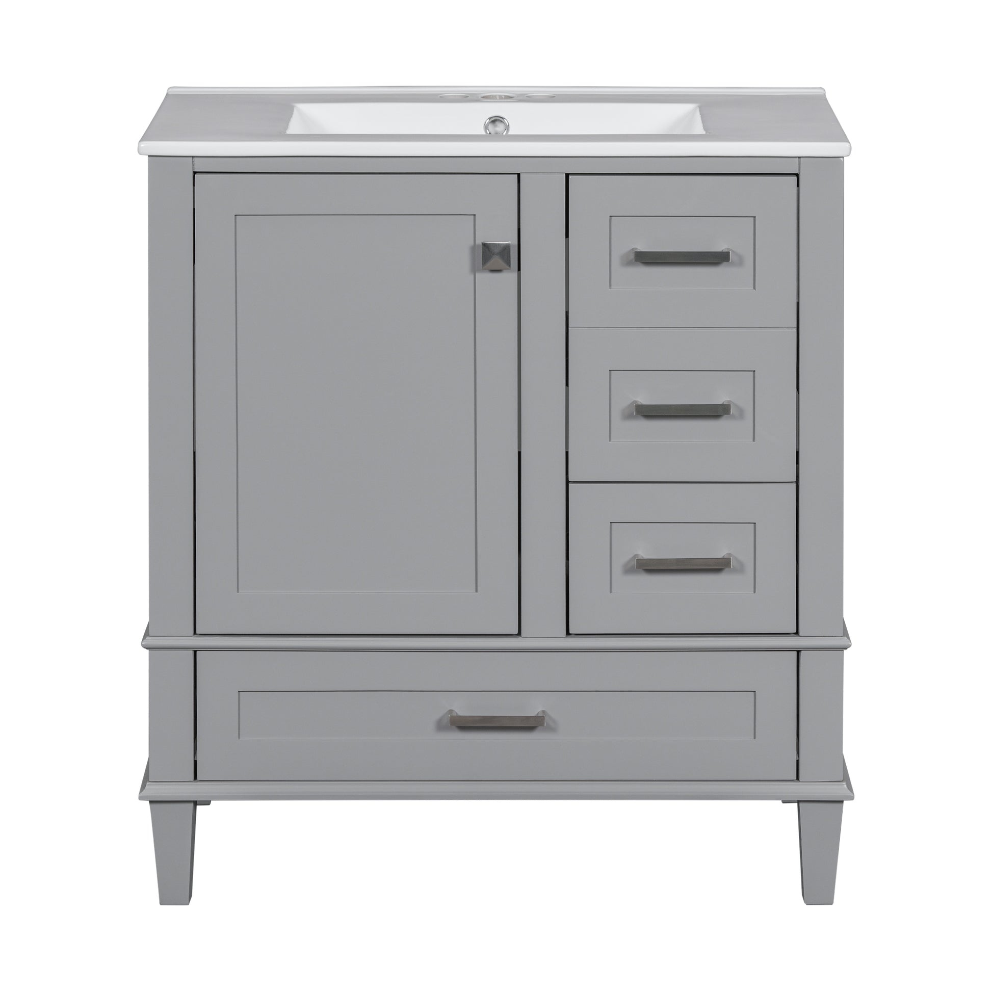 30" Bathroom Vanitymodern Bathroom Cabinet With Sink Combo Set, Bathroom Storage Cabinet With A Soft Closing Door And 3 Drawers, Solid Wood Frame Grey Grey Bathroom Solid Wood Mdf