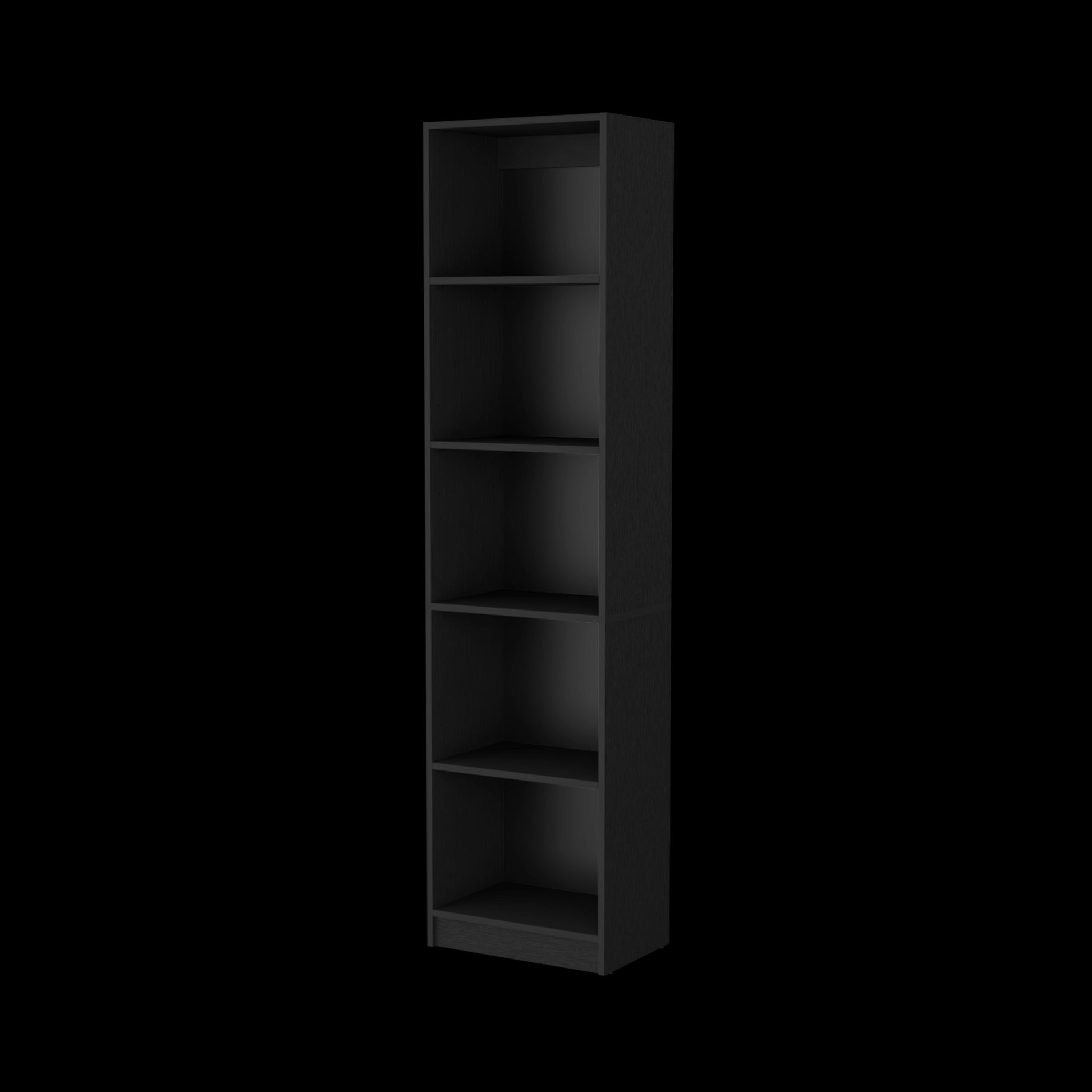 Zachary Black 5 Shelf Slim Bookcase 5 Black Standard Horizontal Primary Living Space Closed Back Wood Wood