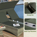 Patio Daybed Outdoor Daybed Outdoor Rattan Sun Lounger With Shelter Roof With Adjustable Backrest, Storage Box And 2 Cup Holders For Patio, Balcony, Poolside,Grey Yes Grey Seats 2 Water Resistant Frame Water Resistant Cushion Garden & Outdoor Sectional