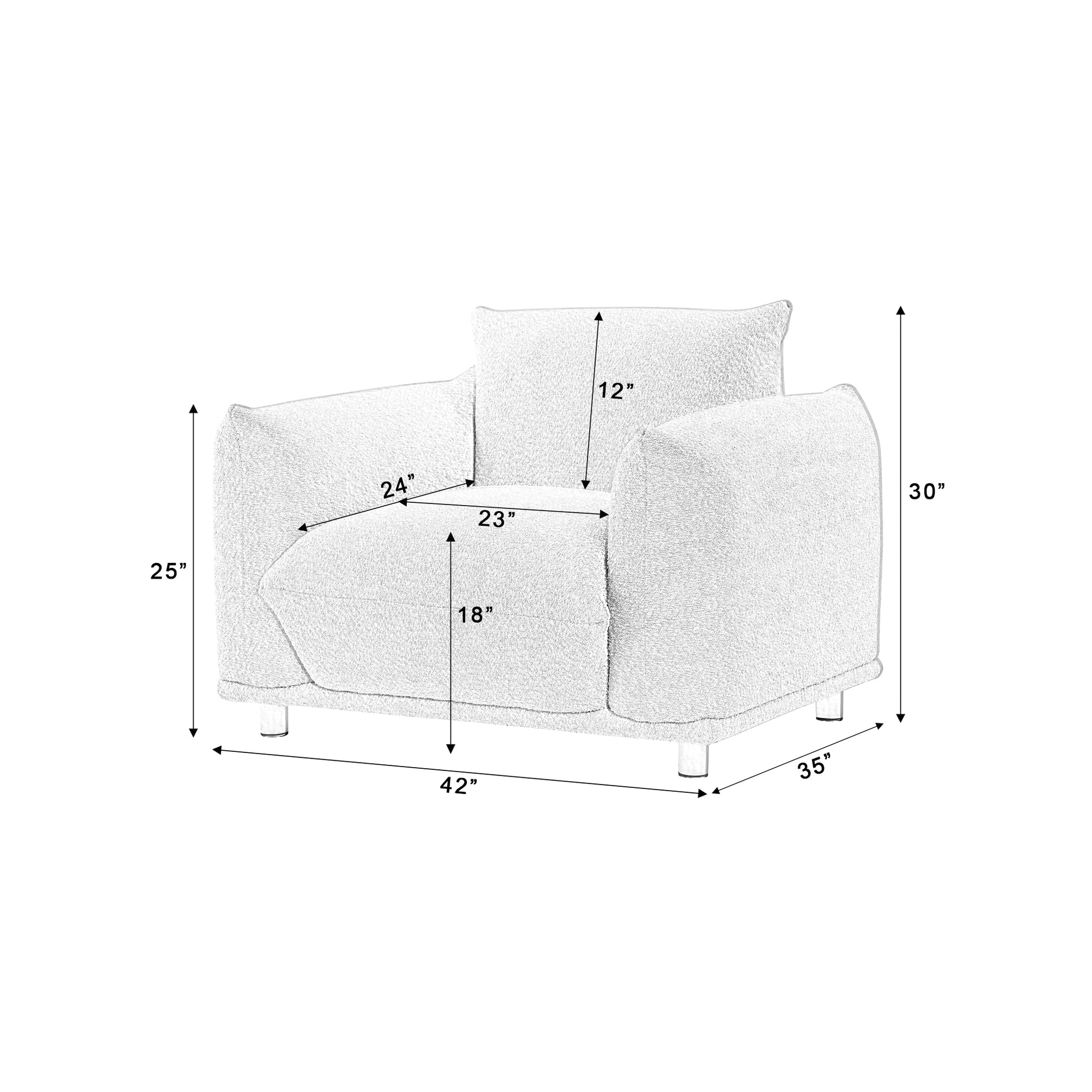 Sherpa Accent Chair Single Sofa 42"W Accent Chair For Bedroom Living Room Apartment, Beige Beige Foam Fabric 1 Seat