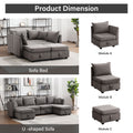 Modular Sectional Sofa, Convertible U Shaped Sofa Couch With Storage, 7 Seat Sleeper Sectional Sofa Set, Flexible Modular Combinations Fabric Couch For Living Room Grey, 7 Seat Sofa Grey Wood Soft Heavy Duty Fabric 7 Seat