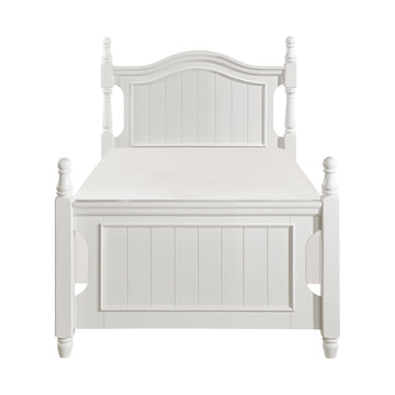 Classic White Finish 1Pc Twin Size Poster Bed Wooden Traditional Bedroom Furniture Unique Style Headboard Footboard Box Spring Not Required Twin White Wood Bedroom Classic,Traditional Four Poster Wood