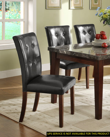 Dark Cherry Finish Wood Dining Chairs Set Of 2 Faux Leather Upholstered Button Tufted Kitchen Dining Furniture Transitional Style Dark Brown Dining Room Classic,Transitional Side Chair Solid Back Wood