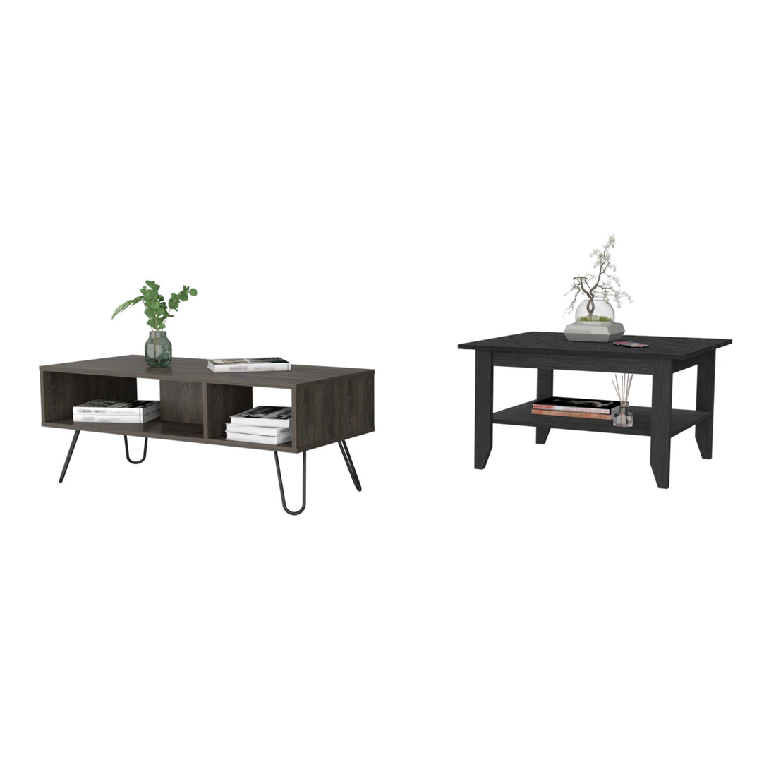 Madison Black And Espresso 2 Piece Living Room Set Black Brown Wood