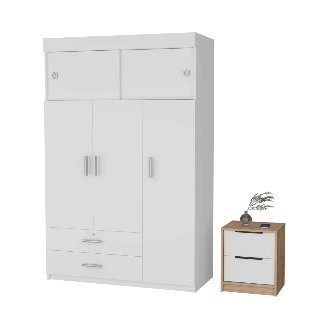 Marshall White And Light Oak 2 Piece Bedroom Set White Oak Wood