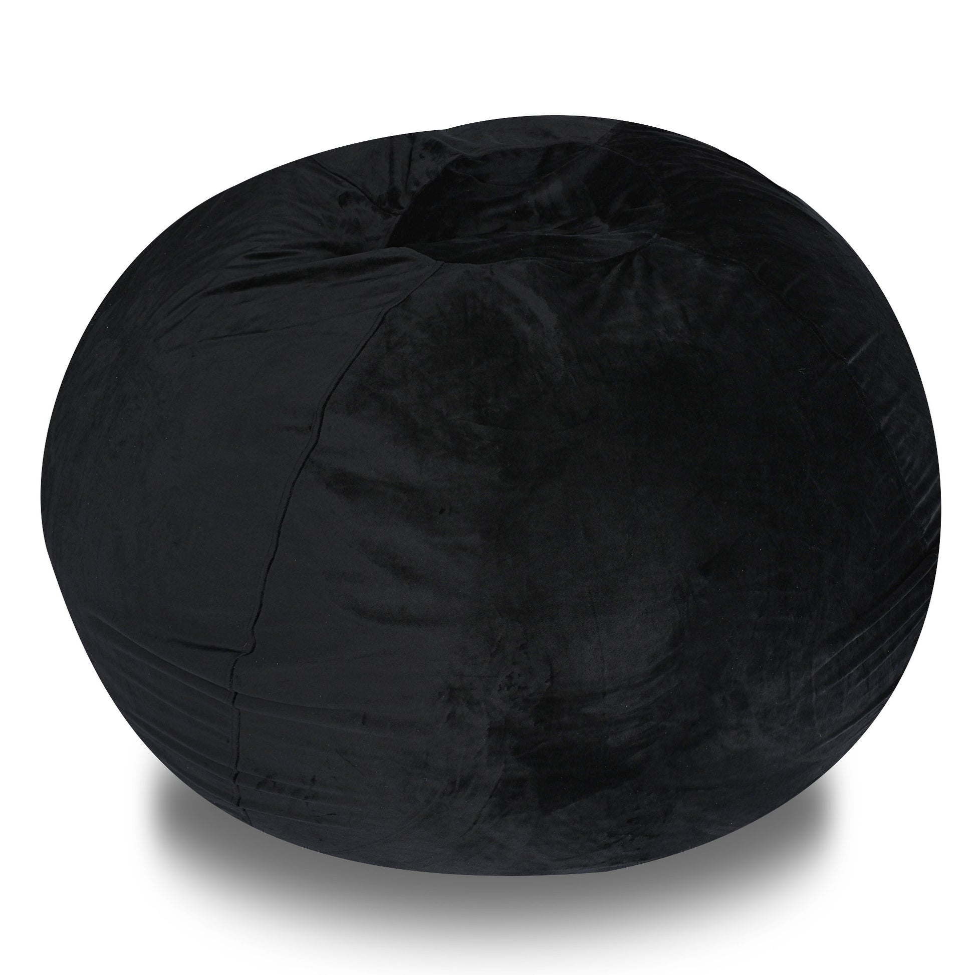 Minky Velvet Bean Bag Chair, Black 5Ft Plush Floor Chair For Kids And Adults W Washable Cover, Lounge Chair With Stretchable Fabric, Comfy Bedroom Chair, Filled With Shredded And Memory Foam. Black Velvet