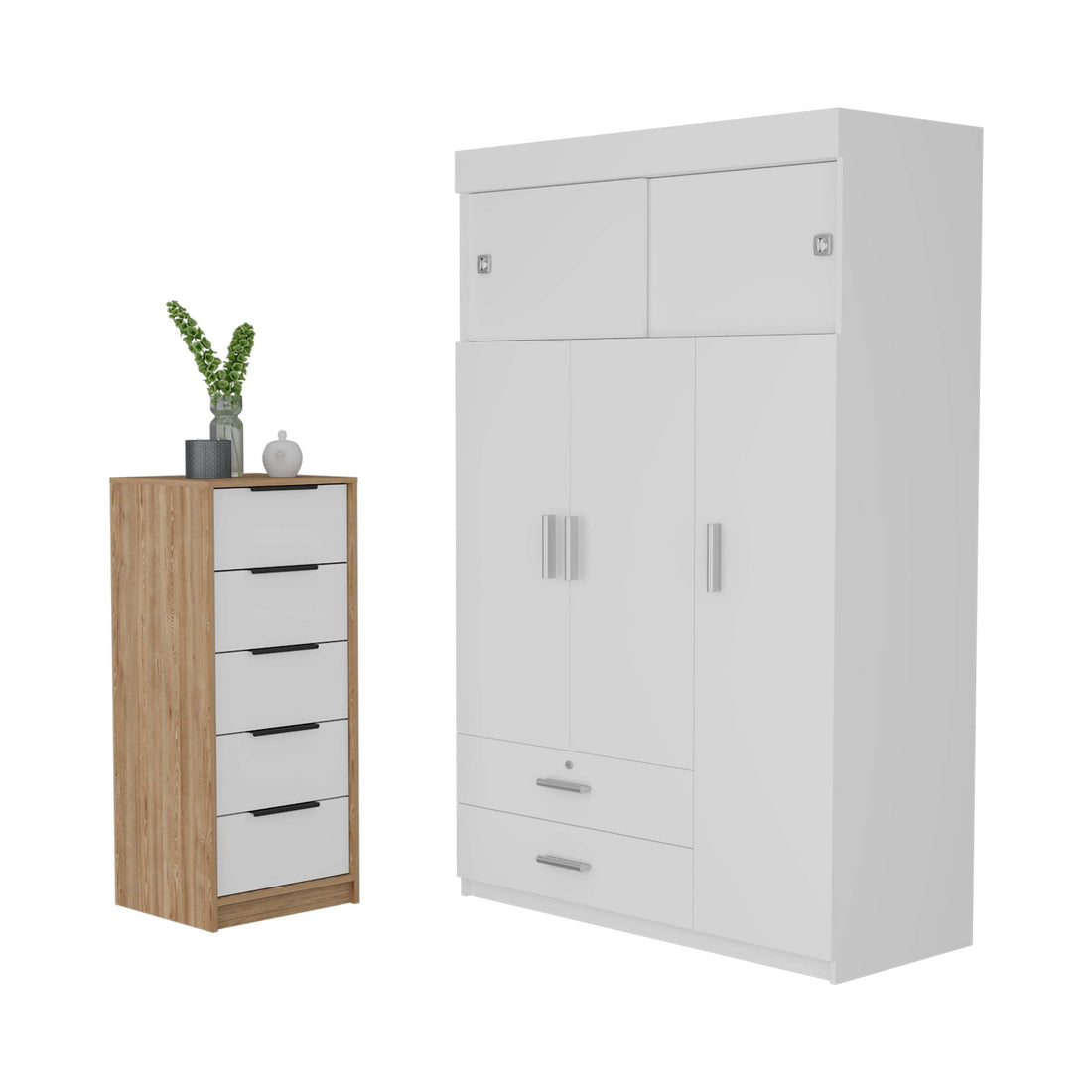 Lorraine White And Light Oak 2 Piece Bedroom Set White Oak Wood