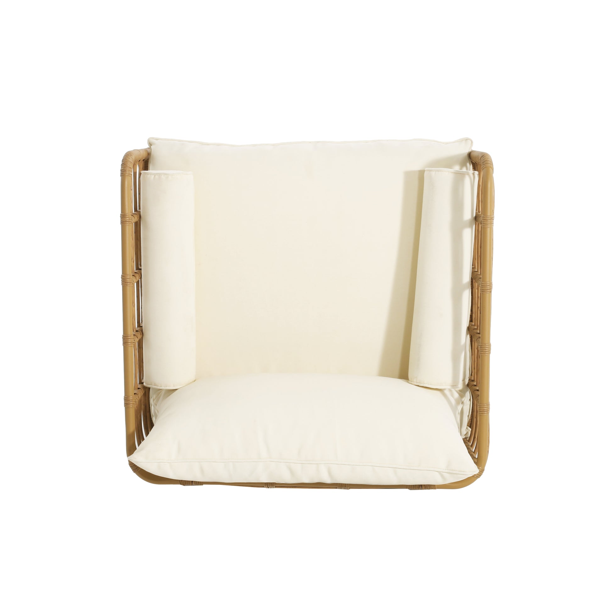 Club Chair Light Brown Foam Pe Rattan Iron