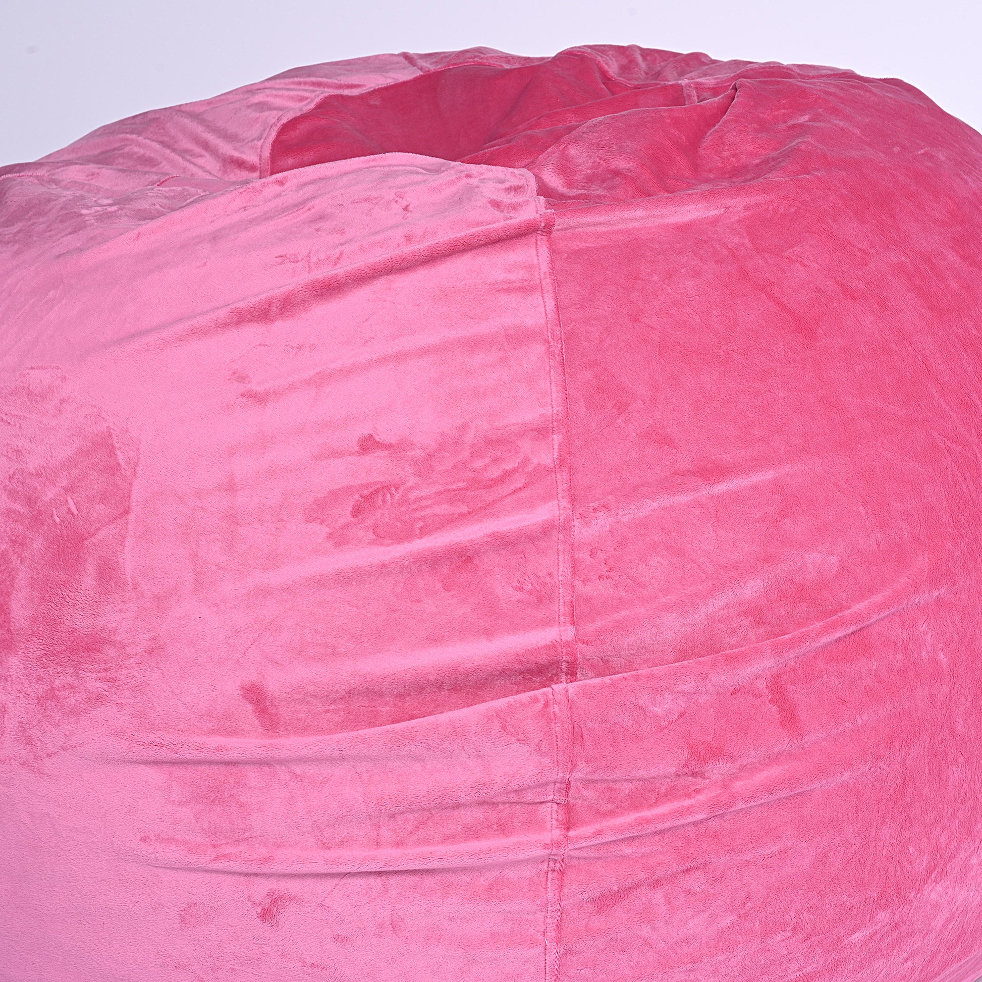 Minky Velvet Bean Bag Chair, Pink 5Ft Plush Floor Chair For Kids And Adults W Washable Cover, Lounge Chair With Stretchable Fabric, Comfy Bedroom Chair, Filled With Shredded And Memory Foam. Pink Velvet