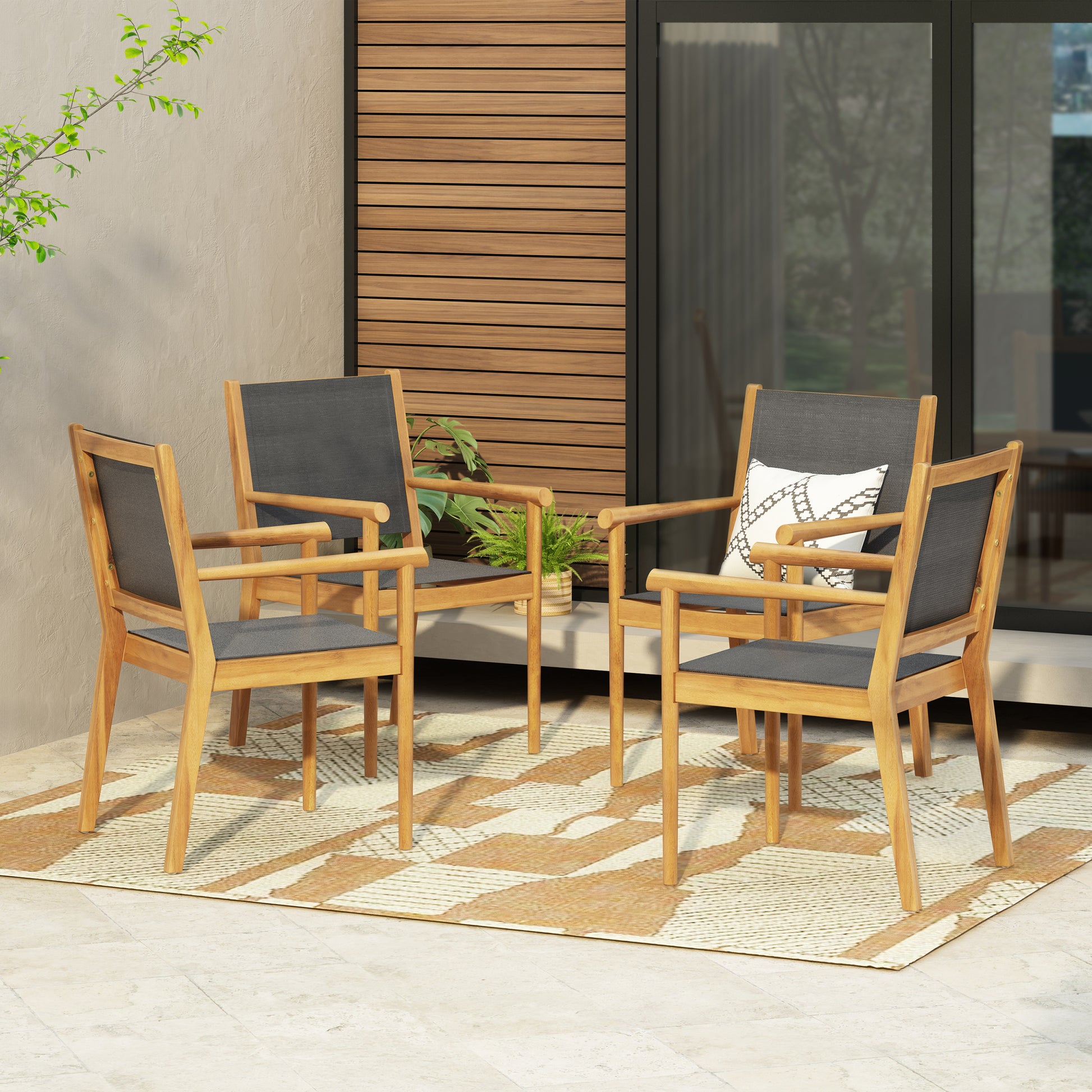 Cordoba Kd Dining Chair No Teak Garden & Outdoor Modern 2 Person Seating Group Acacia Wood