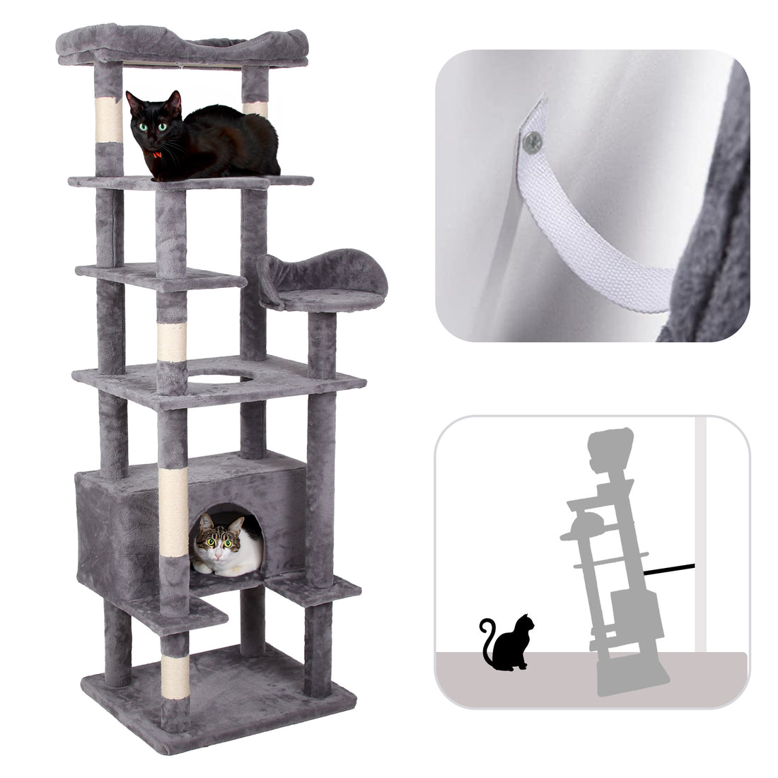 Cat Climbing Frame Antique Gray Altay Velvet