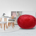 Minky Velvet Bean Bag Chair, Red 5Ft Plush Floor Chair For Kids And Adults W Washable Cover, Lounge Chair With Stretchable Fabric, Comfy Bedroom Chair, Filled With Shredded And Memory Foam. Red Velvet