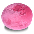 Minky Velvet Bean Bag Chair, Pink 4Ft Plush Floor Chair For Kids And Adults W Washable Cover, Lounge Chair With Stretchable Fabric, Comfy Bedroom Chair, Filled With Shredded And Memory Foam. Pink Velvet