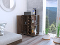 Tennessee Bar Cart, One Cabinet With Division, Six Cubbies For Liquor, Two Shelves Brown Primary Living Space Open Storage Space Modern Particle Board Engineered Wood