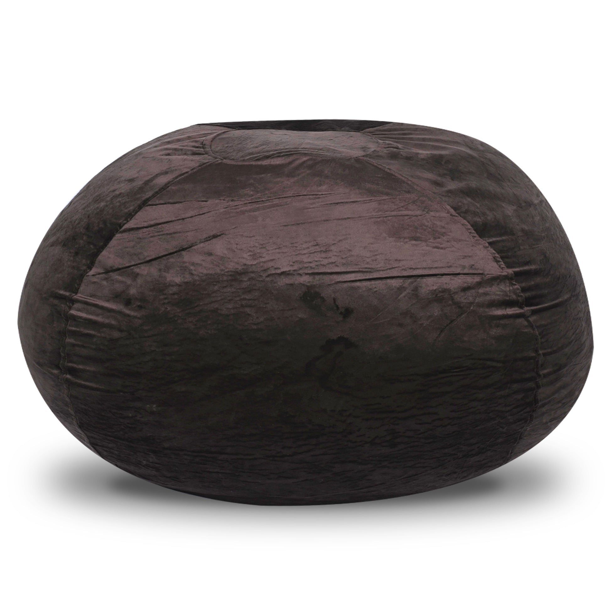 Minky Velvet Bean Bag Chair, Brown 3Ft Plush Floor Chair For Kids And Adults W Washable Cover, Lounge Chair With Stretchable Fabric, Comfy Bedroom Chair, Filled With Shredded And Memory Foam. Brown Velvet