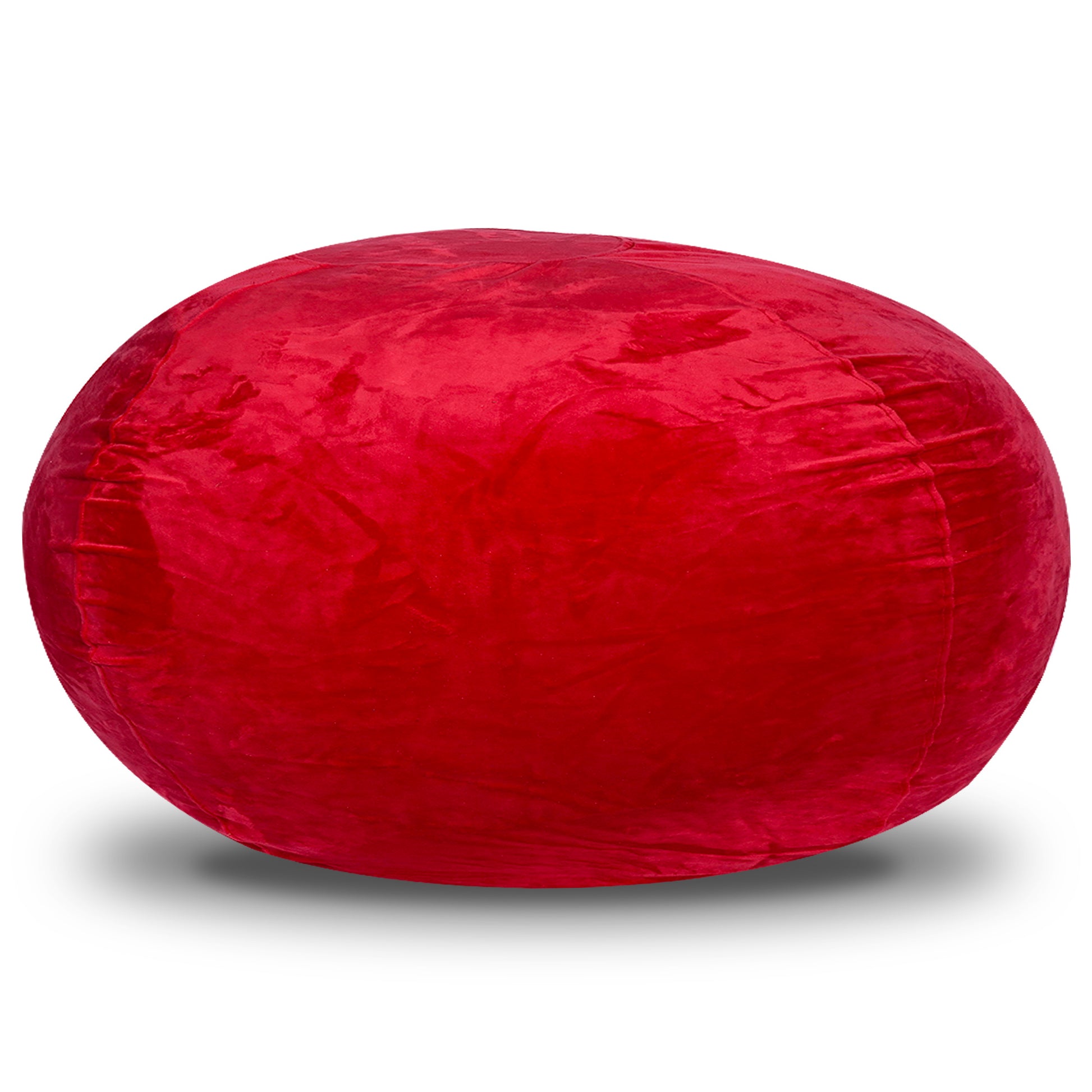 Minky Velvet Bean Bag Chair, Red 3Ft Plush Floor Chair For Kids And Adults W Washable Cover, Lounge Chair With Stretchable Fabric, Comfy Bedroom Chair, Filled With Shredded And Memory Foam. Red Velvet