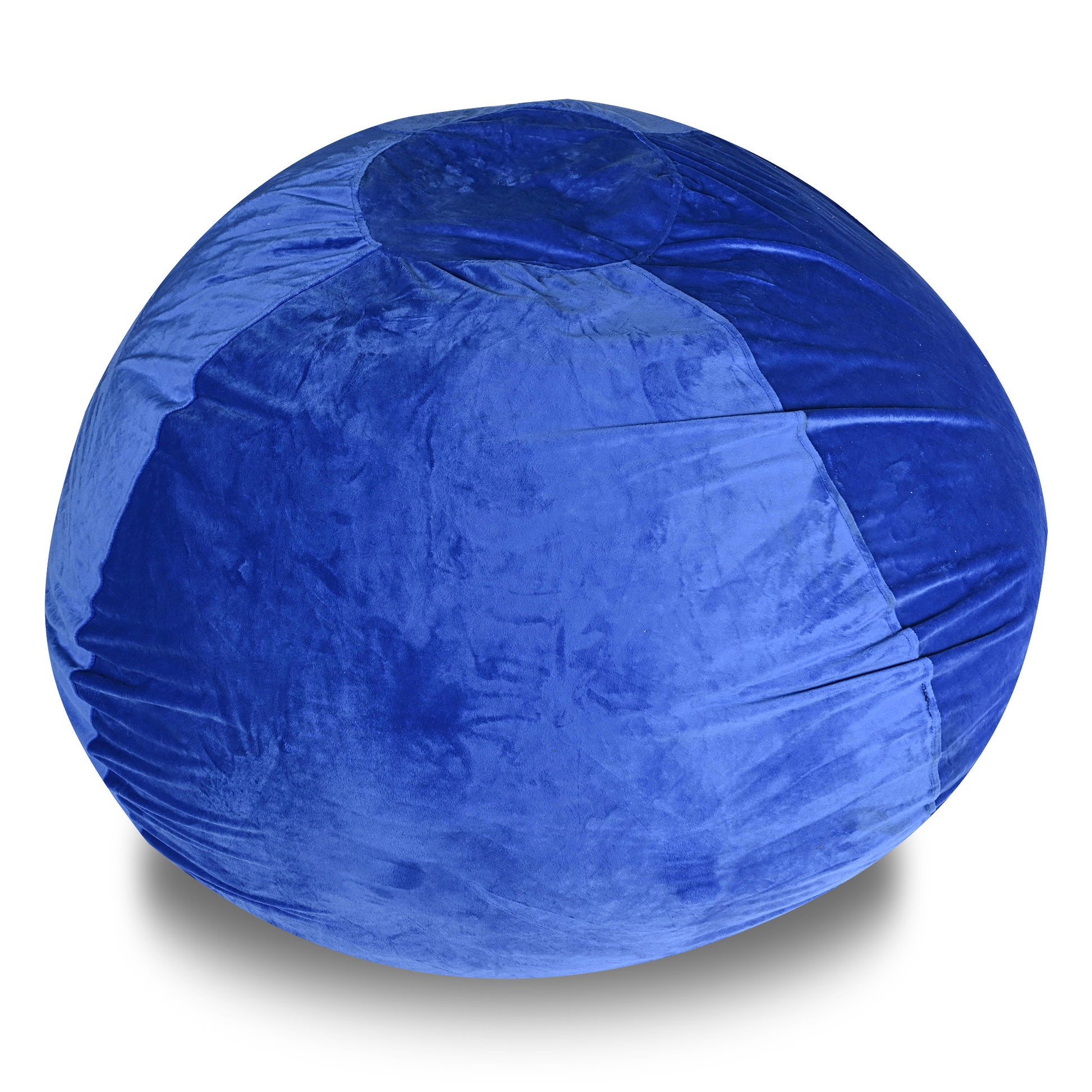 Minky Velvet Bean Bag Chair, Blue 4Ft Plush Floor Chair For Kids And Adults W Washable Cover, Lounge Chair With Stretchable Fabric, Comfy Bedroom Chair, Filled With Shredded And Memory Foam. Blue Velvet