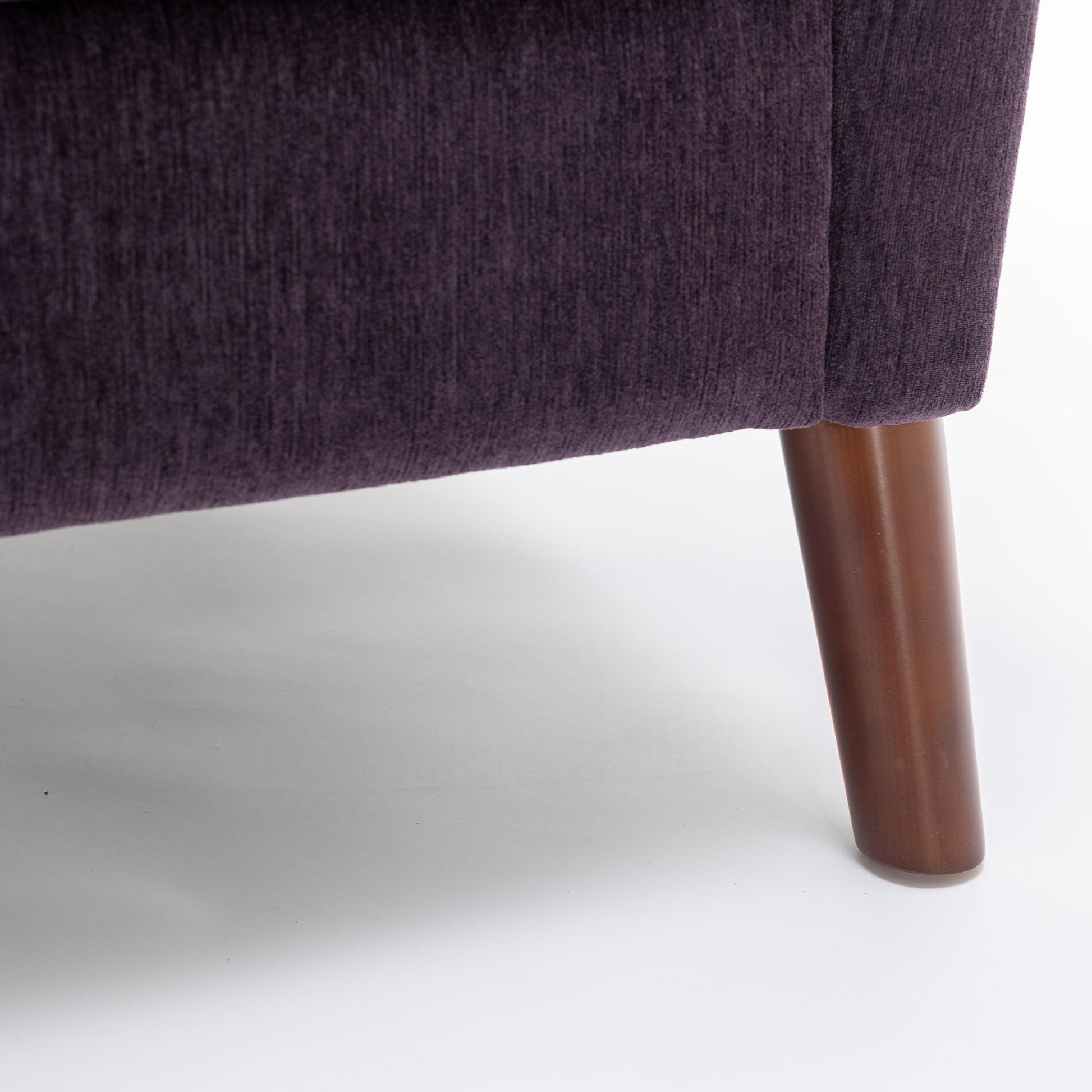 Mid Century Chenille Wingback Recliner Chair, Button Tufted Design Pushback Recliner Chair With Armrest And Solid Wood Legs, For Bedroom Living Room, Purple Purple Chenille