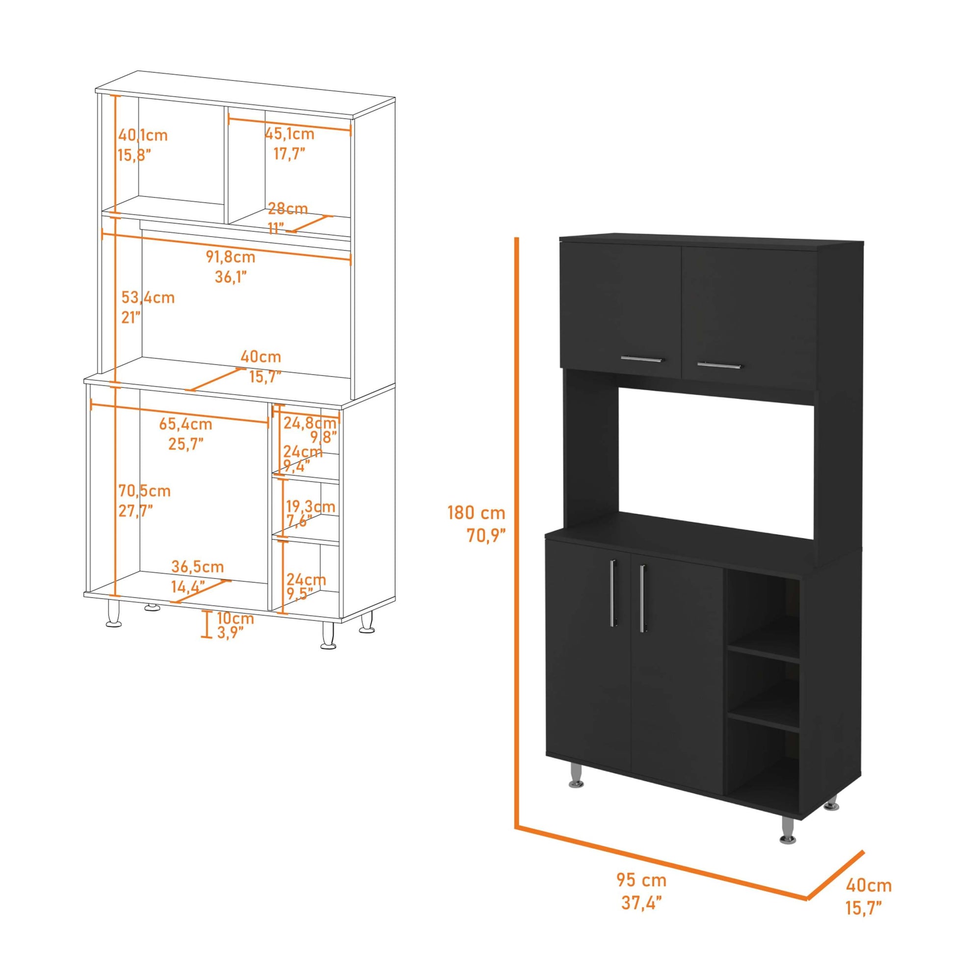Sierra Black 5 Piece Garage Set Black Wood