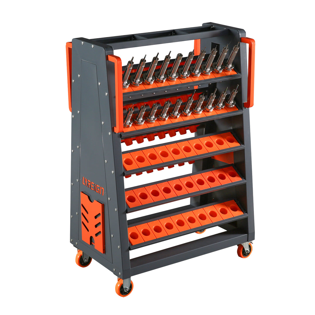 Cat40 Cnc Tool Cart 100Cap 5 Tier Cnc Rolling Carts With Wheels 40 Taper Tool Holder Cnc Mobile Tool Holder Cnc Tool Organizer Cat 40 Tool Holder Set For Storehouse Factory Garage Cat40 100Cap Cement Grey Abs Steel Q235