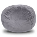 Minky Velvet Bean Bag Chair, Grey 5Ft Plush Floor Chair For Kids And Adults W Washable Cover, Lounge Chair With Stretchable Fabric, Comfy Bedroom Chair, Filled With Shredded And Memory Foam. Gray Velvet