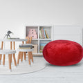 Minky Velvet Bean Bag Chair, Red 3Ft Plush Floor Chair For Kids And Adults W Washable Cover, Lounge Chair With Stretchable Fabric, Comfy Bedroom Chair, Filled With Shredded And Memory Foam. Red Velvet