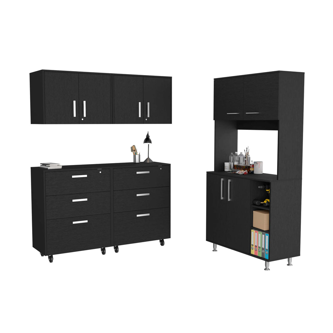 Black 5 Piece Garage Set Black Wood
