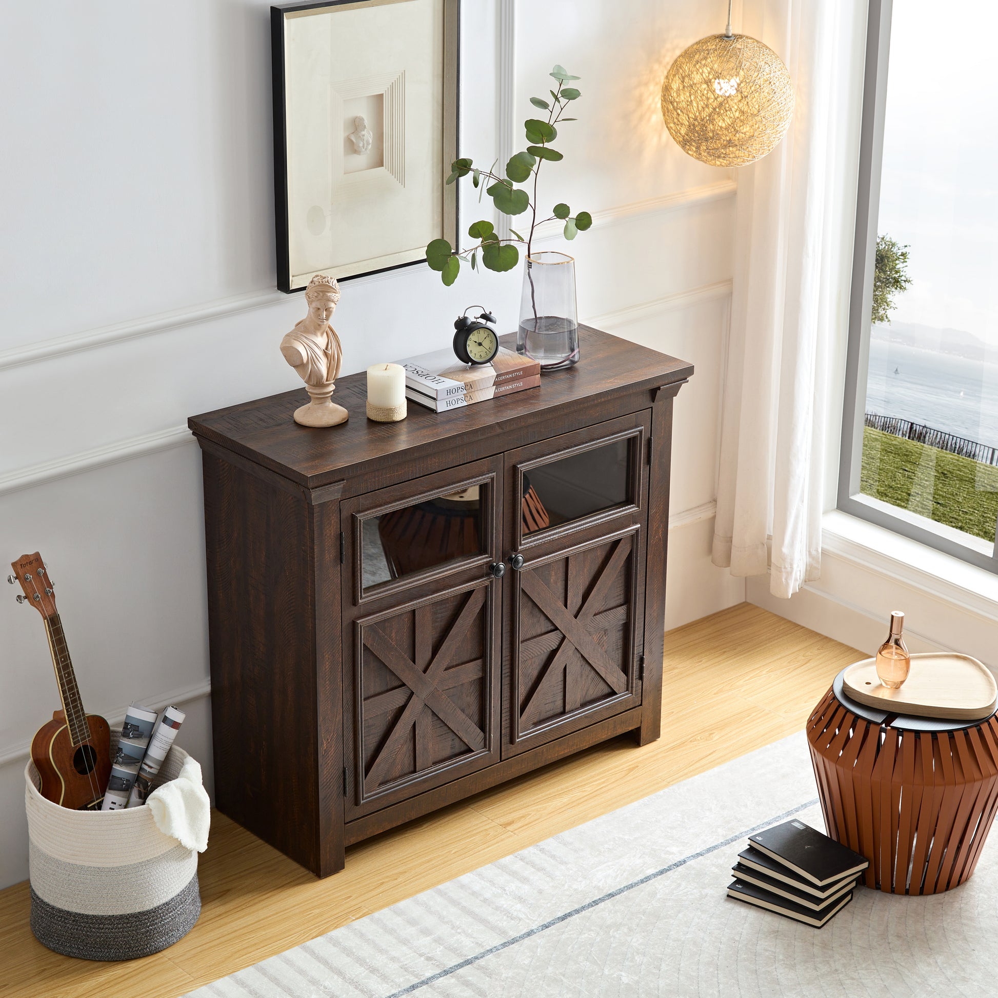 2 Doors Cabinet Large Buffet Sideboard Cabinet Bar Wine Cabinet For Entryway Living Room Buffet Cabinet Table Coffee Bar Wine Bar Storage Cabinet For Dining Room Espresso Espresso Mdf