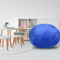 Minky Velvet Bean Bag Chair, Blue 5Ft Plush Floor Chair For Kids And Adults W Washable Cover, Lounge Chair With Stretchable Fabric, Comfy Bedroom Chair, Filled With Shredded And Memory Foam. Blue Velvet