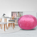 Minky Velvet Bean Bag Chair, Pink 5Ft Plush Floor Chair For Kids And Adults W Washable Cover, Lounge Chair With Stretchable Fabric, Comfy Bedroom Chair, Filled With Shredded And Memory Foam. Pink Velvet