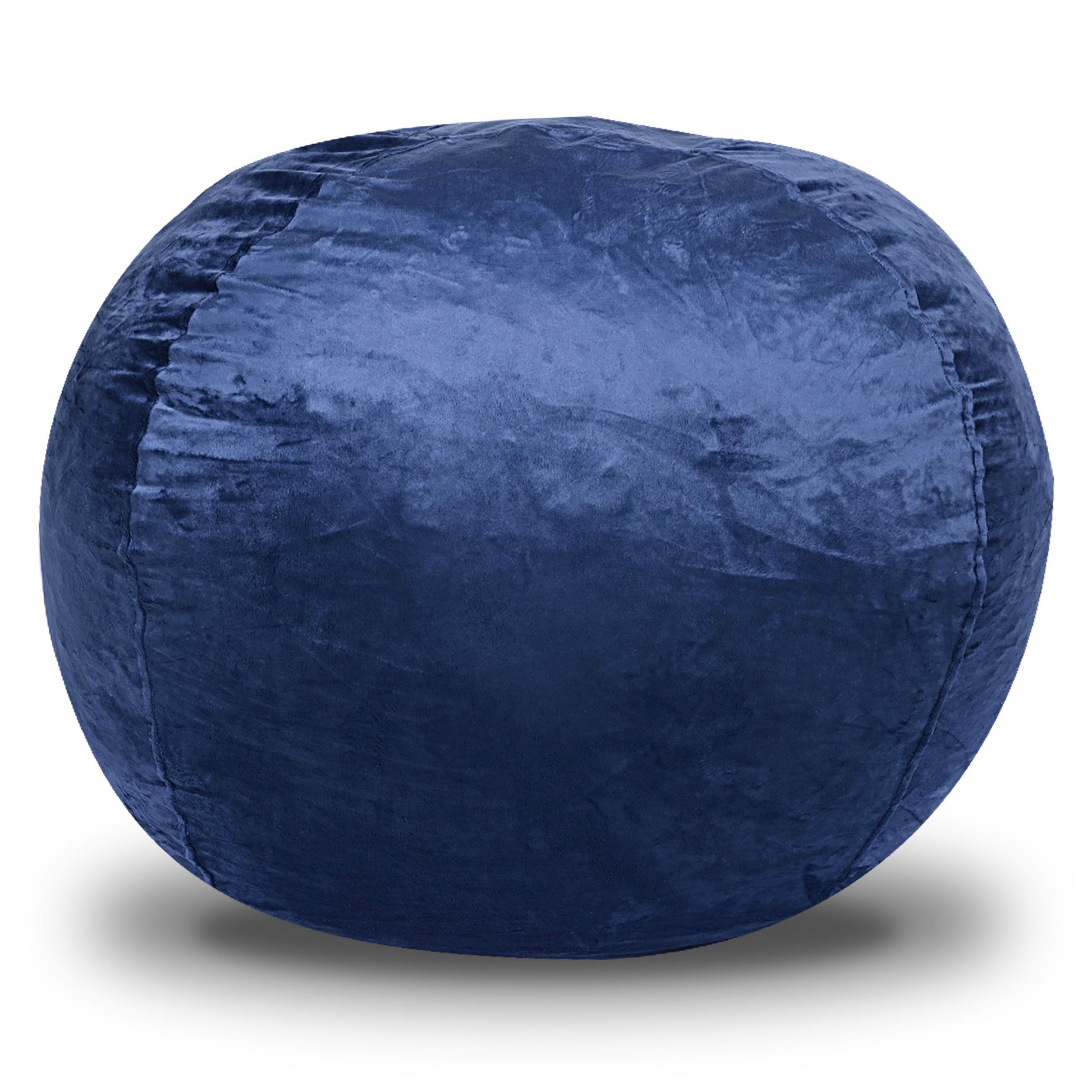 Minky Velvet Bean Bag Chair, Navy 5Ft Plush Floor Chair For Kids And Adults W Washable Cover, Lounge Chair With Stretchable Fabric, Comfy Bedroom Chair, Filled With Shredded And Memory Foam. Navy Velvet