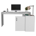 Axis Modern L Shaped Computer Desk With Open & Closed Storage White White Computer Desk Office Modern Freestanding L Shape Open Storage Desk Rectangular Particle Board Particle Board