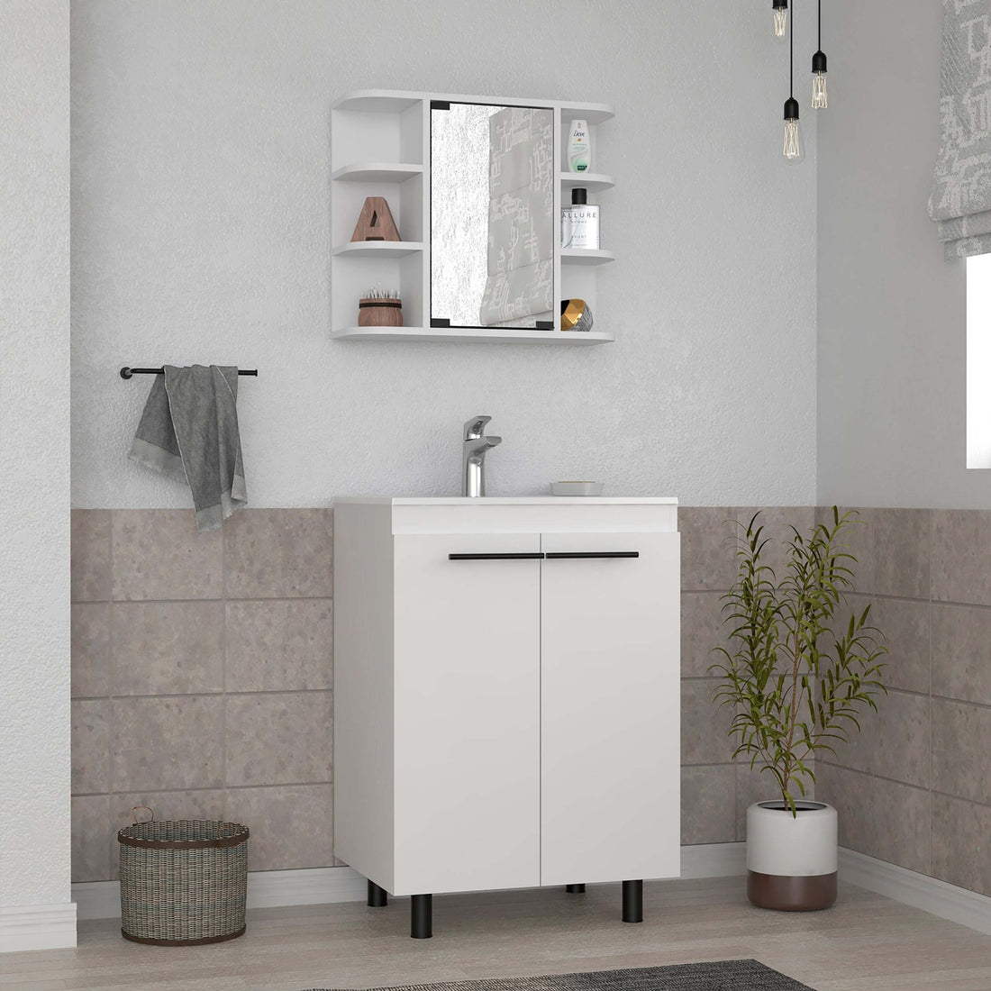 White 2 Piece Bathroom Set White 2 5 18 To 23 In 32 To 35 In Mirror Included Bathroom 15 20 Inches Wood