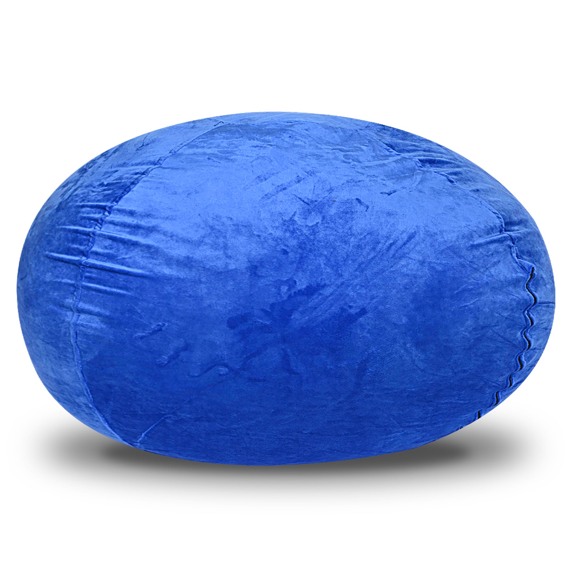 Minky Velvet Bean Bag Chair, Blue 3Ft Plush Floor Chair For Kids And Adults W Washable Cover, Lounge Chair With Stretchable Fabric, Comfy Bedroom Chair, Filled With Shredded And Memory Foam. Blue Velvet