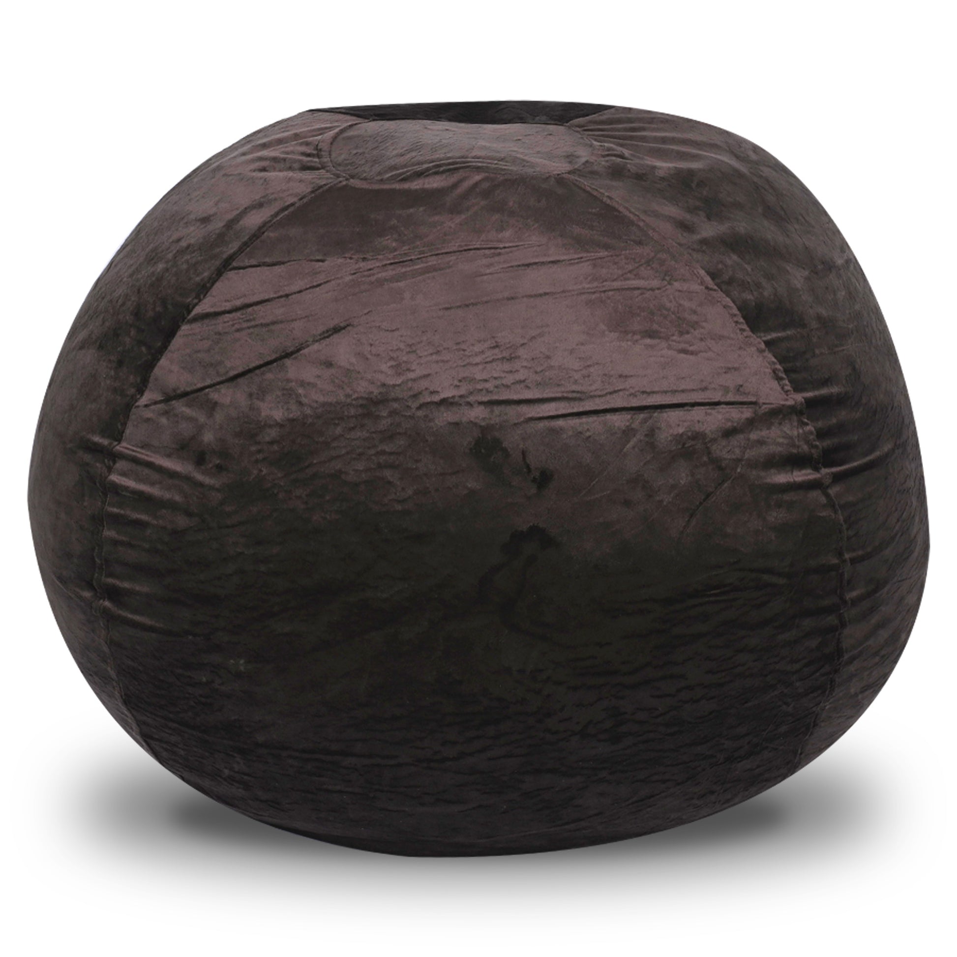 Minky Velvet Bean Bag Chair, Brown 4Ft Plush Floor Chair For Kids And Adults W Washable Cover, Lounge Chair With Stretchable Fabric, Comfy Bedroom Chair, Filled With Shredded And Memory Foam. Brown Velvet