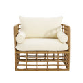 Club Chair Light Brown Foam Pe Rattan Iron